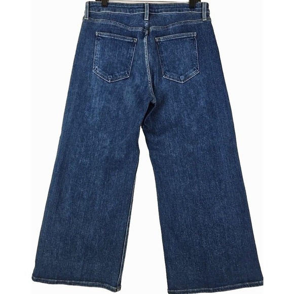 Just Black Denim ~Woman Size 32P~ Blue Denim Wide Leg Hight Rise Crop Jeans NWT. - Picture 6 of 10